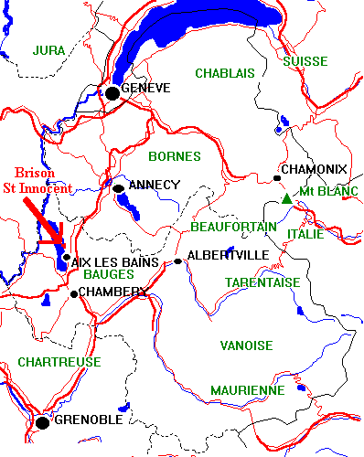 La carte de la Savoie